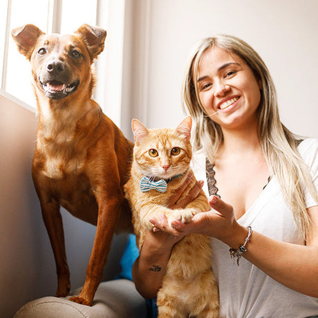 gifts for pet lovers collection, a girl with a dog and a cat