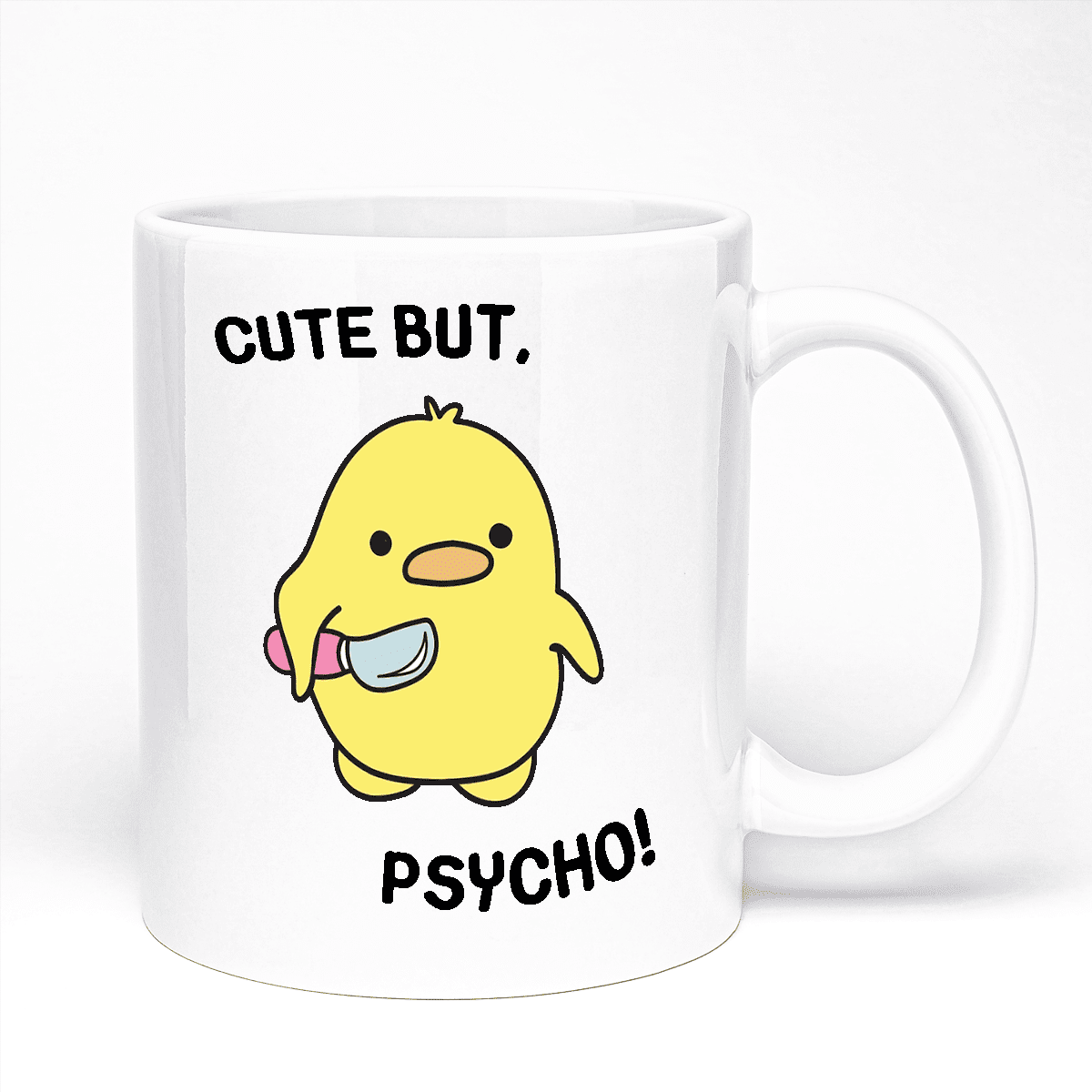 Quirky Mugs | Cute But Psycho Duck Design | 11oz Ceramic Mug