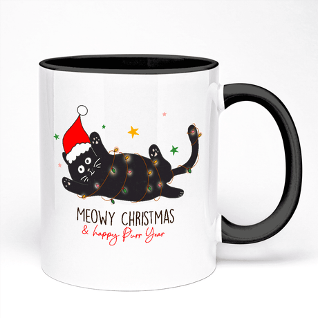 Christmas Mugs Gift | 11oz Ceramic Mug | Cat Design | Meowy Christmas Quote