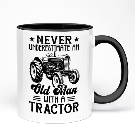 Tractor Mug Gift For Dad, Men, Farmer | Never Underestimate An Old Man With a Tractor | 11oz Ceramic Mug