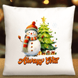 Personalised Christmas Cushion Gift Decoration | Cute Snowman Design With Custom Text | 40×40 cm