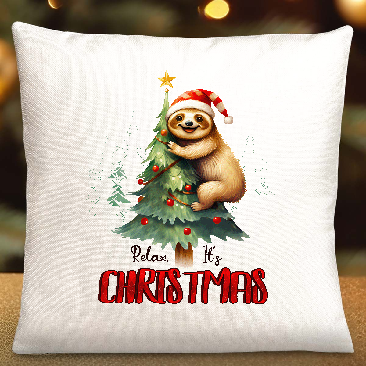 Christmas Cushion | Relax it's Christmas Sloth | 40cm x 40cm, Personalised