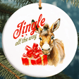 Custom Christmas Ornaments Gift | Custom Text Field | Cute Donkey Design | 75mm Round Ceramic