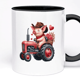 Romantic Message Mug - Cowboy Pig Farmer | 11oz Ceramic Mug, Optional Text Field, 5 Colour Options for Handle | Gift for Him