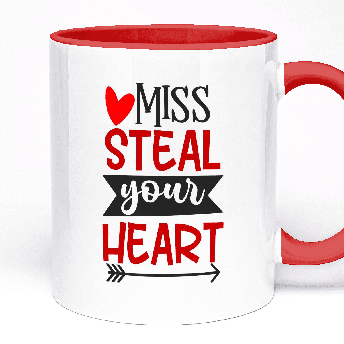 Sweetheart Mug Miss Steal Your Heart Design | 11oz Ceramic Tea Coffee Cup , Custom Text, 5 Colours