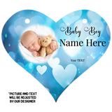 Personalised Hanging Sign, Baby Boy Design, Upload your Photo, Enter Name, Write Message