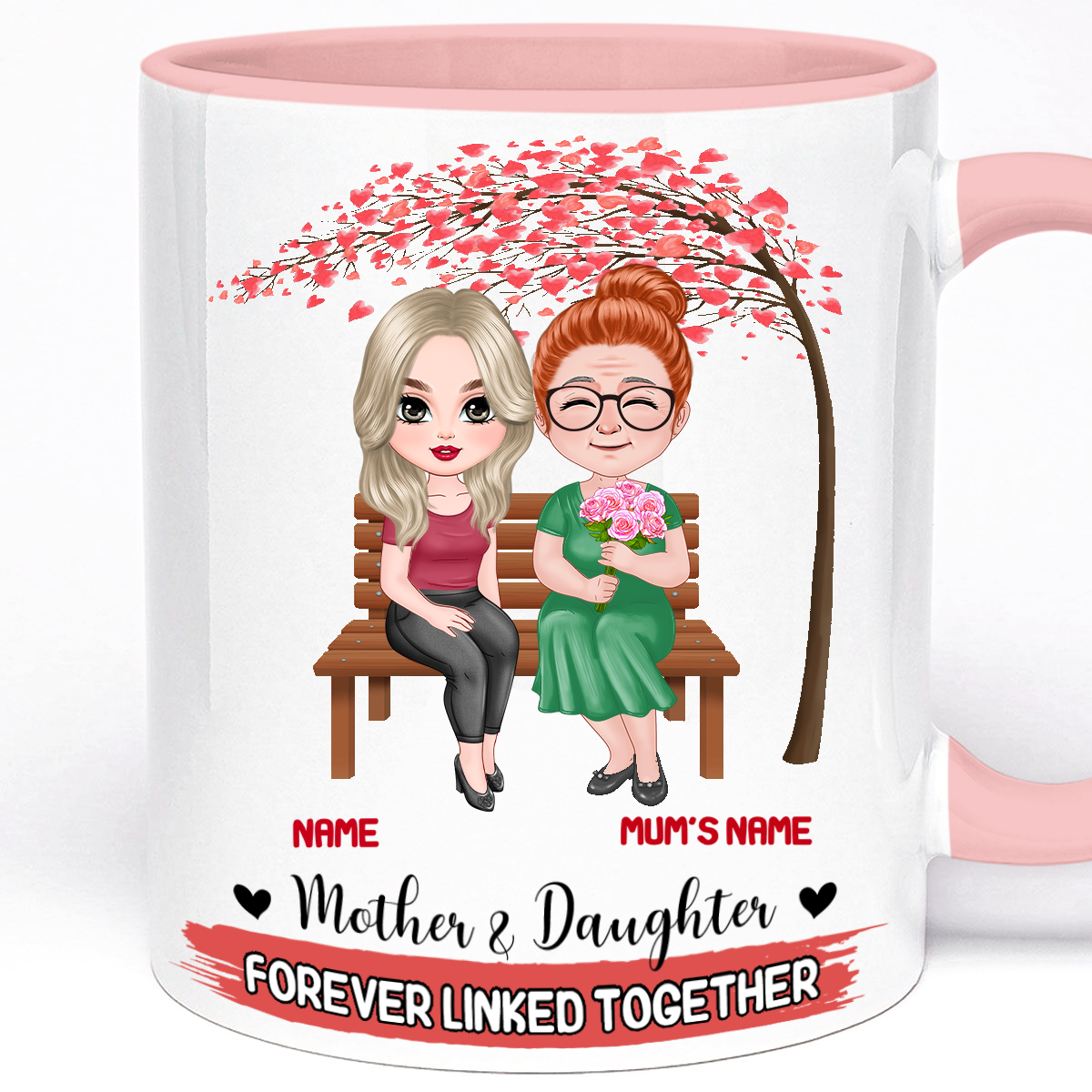 Mother and Daughter Forever Linked Together Gift Mug | 11oz Ceramic Cup