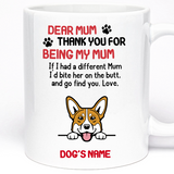 Dogs Mum Mug, Personalised Gift Mug For Dog Lover, 11oz Ceramic