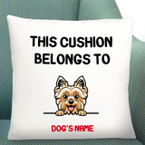 This Cushion Belongs to Dog, Personalised Gift Cushion For Dog Lover | 40x40 cm