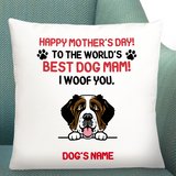 Happy Mother's Day to Best Dog Mam, Personalised Gift Cushion For Dog Person | 40x40 cm