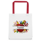 Personalised Teachers Tote Bag, Coloured Handles, Name Field