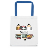 Personalised Teachers Tote Bag, Custom Name Field, Coloured Handles