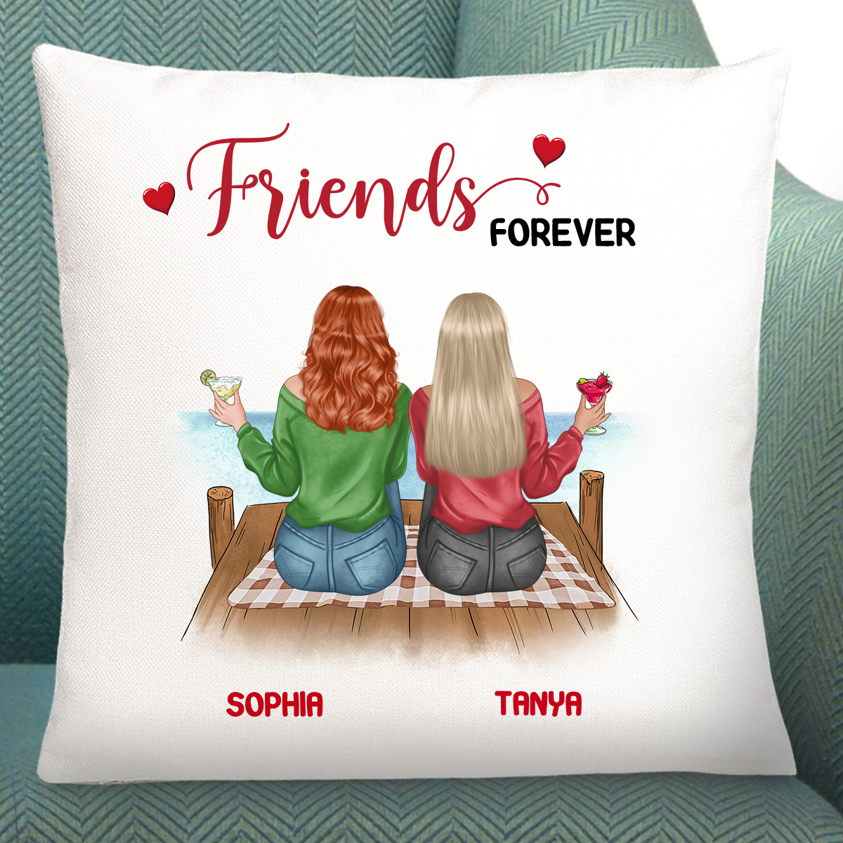 Custom Gift Cushion For Friend | Friends Forever Personalised Cushion 40x40 cm