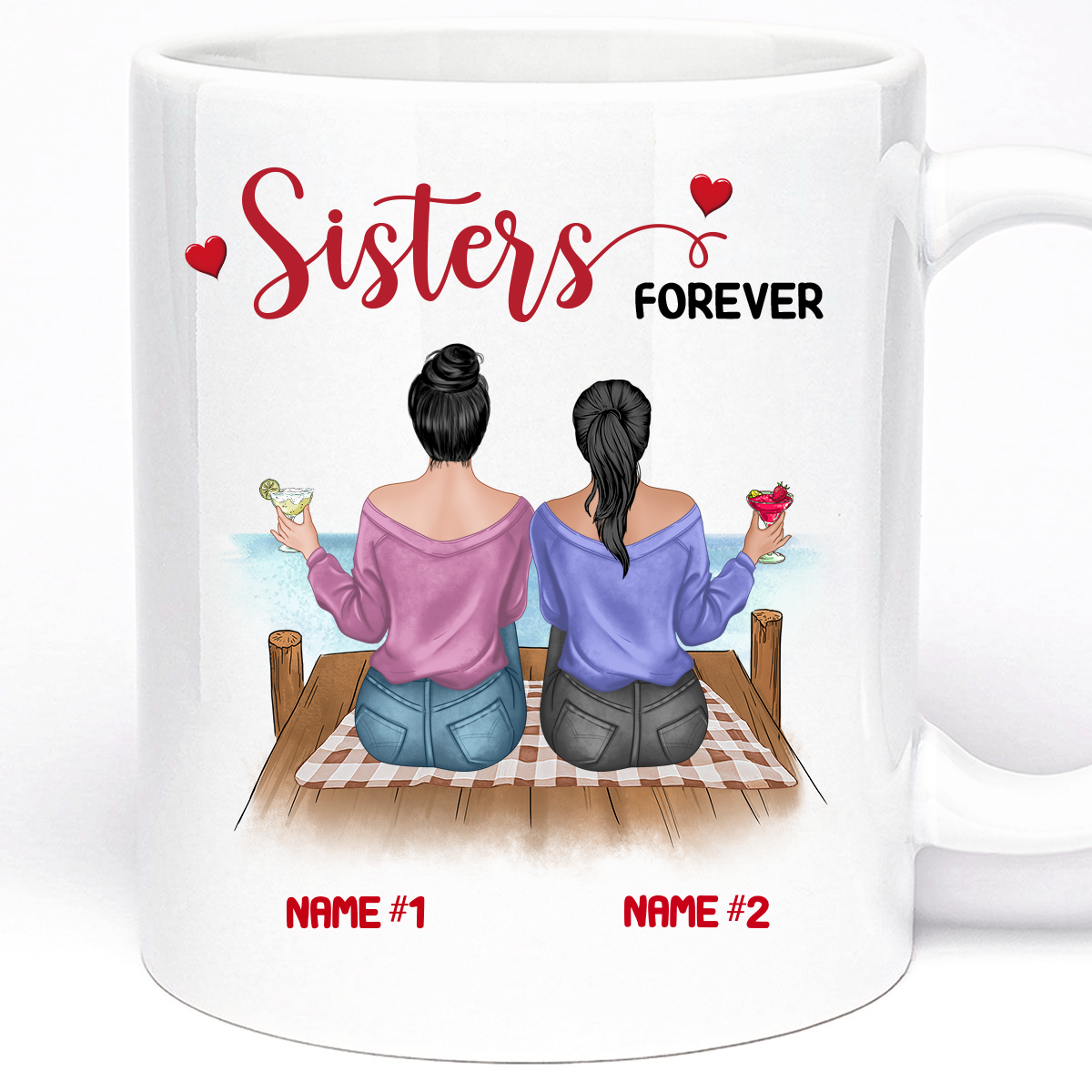 Gift Mug For Sister | Sisters Forever Personalised 11oz Ceramic Mug