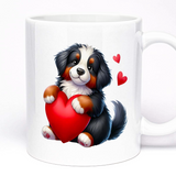 Romantic Valentine's Gift Mug | Custom Text Option, 11oz Ceramic | Adorable Collie Dog Design