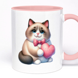 Valentines Day Present for Cat Lover | 11oz Ceramic Mug, Custom Text Option