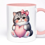 St Valentine Day Gift Mug For Cat Lover | Personalised Text Option, 11oz High Quality Ceramic