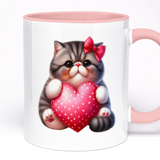 Valentines Present Mug for Cat Lover | Custom Text Option, 11oz Ceramic