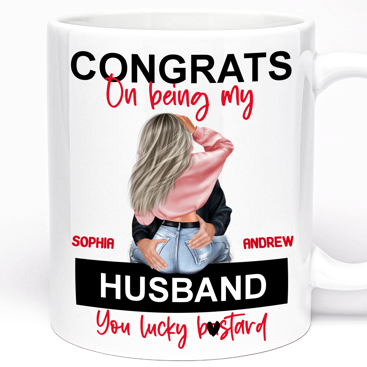 Personalised Gift Mug - Congrats on Being my Husband Gift for Couples, Anniversary, Valentine's Day Gift, 11oz Ceramic Mug