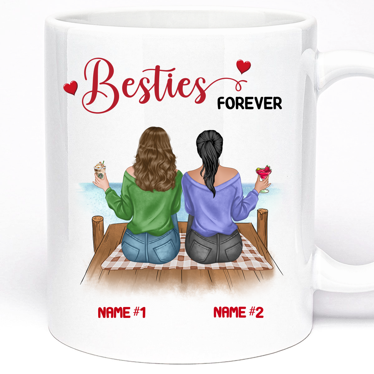 Gift Mug For Best Friend | Besties Forever Personalised 11oz Ceramic Cup