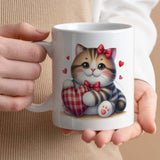 Valentines Presents for Her | Cute Cat Mug | Personalised Text Option, 11oz Ceramic