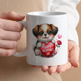 Valentine's Day Gift Mug | Cute Dog Holding Heart Valentine's Day Design | 11oz Ceramic Mug