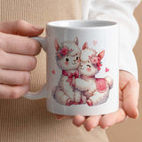 Romantic Valentine's Day Gift Mug | 11oz Ceramic Mug | Cute Lamas Couple Design