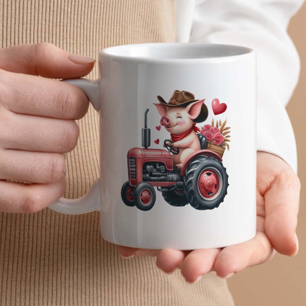 Cute Cowboy Pig Farmer Design | 11oz Ceramic Mug | Romantic Valentine's Gift