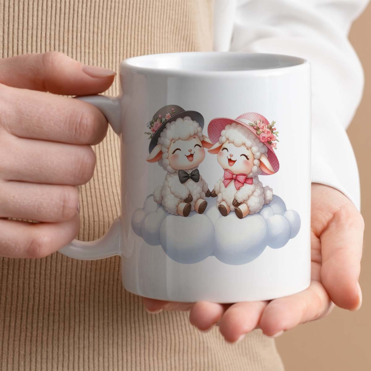 11oz Ceramic Mug | Cute Sheep Design | Romantic Cute Valentine's Day Gift