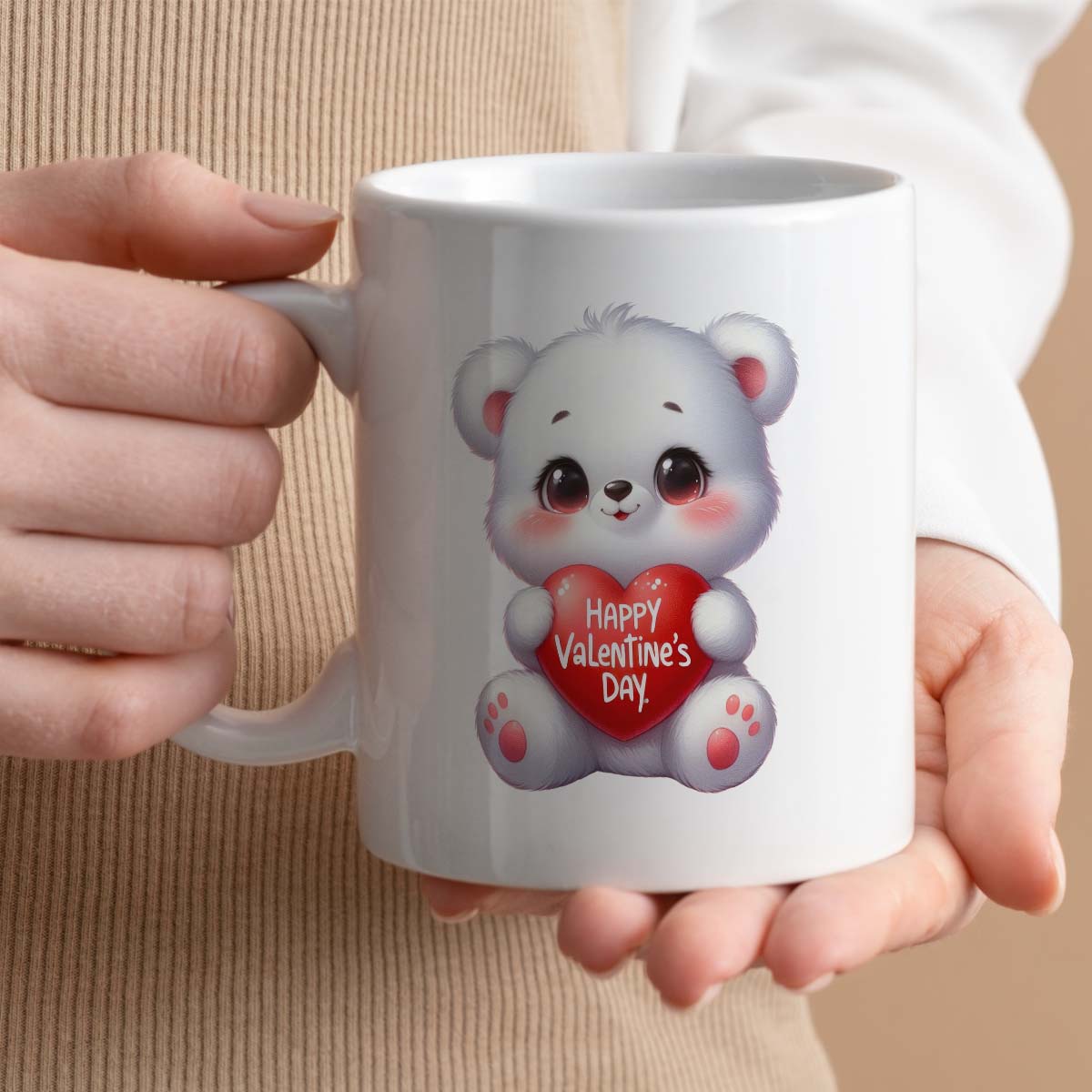 Valentine's Day Gift Mug | Adorable Bear Holding Heart Design | 11oz Ceramic Mug