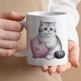 VDay Gift Mug For Cat Person | Custom Text Option, 11oz Ceramic