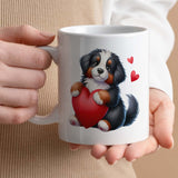 Romantic Valentine's Gift Mug | Custom Text Option, 11oz Ceramic | Adorable Collie Dog Design