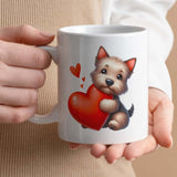 Romantic Valentine's Day Gift Mug | 11oz Mug with Custom Text Option | Cute Westie Dog Design