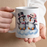 11oz Ceramic Gift Mug | Cute Penguins Design | Romantic Valentine's Day Gift