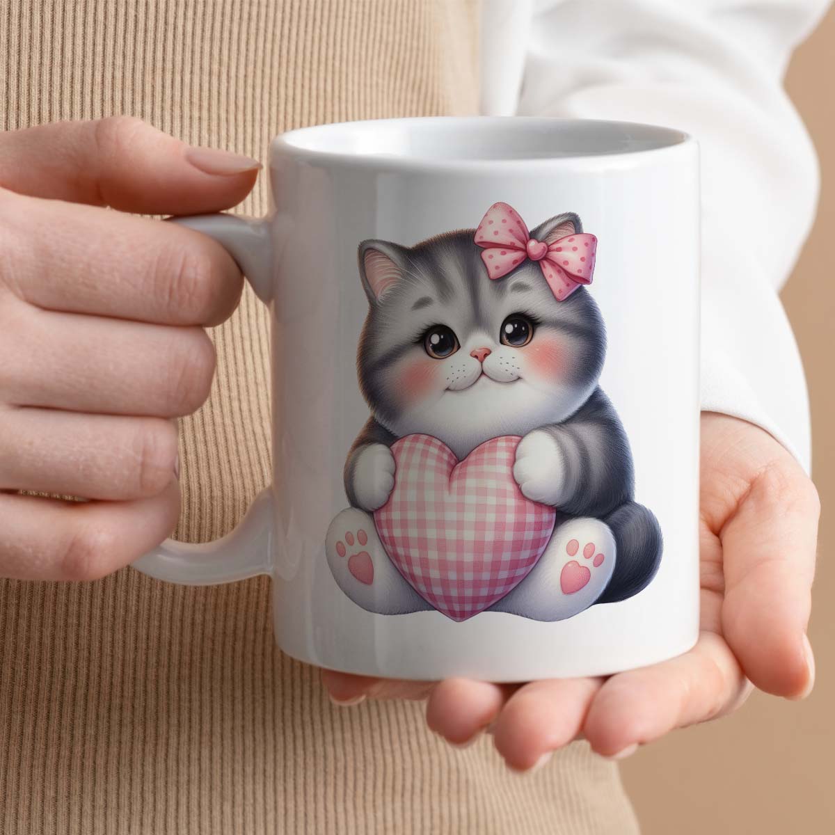 St Valentine Day Gift Mug For Cat Lover | Personalised Text Option, 11oz High Quality Ceramic