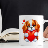 Romantic Valentine's Day Gift Mug | Custom Text Option, 11oz Ceramic | Cute Cavalier Dog Design