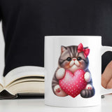 Valentines Present Mug for Cat Lover | Custom Text Option, 11oz Ceramic