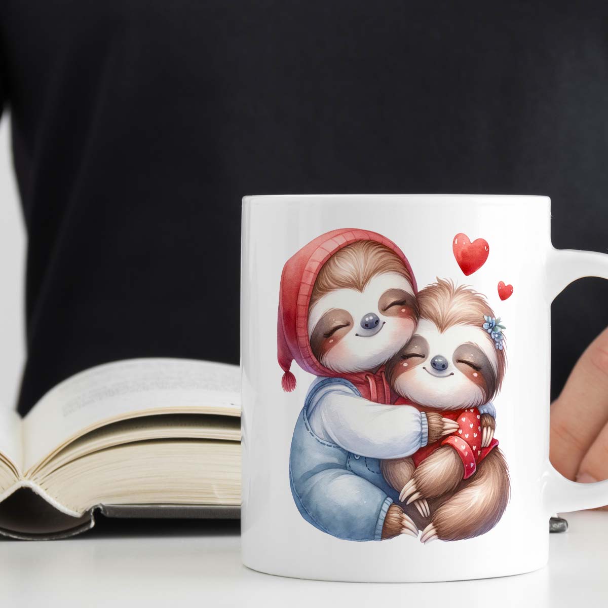 Romantic Valentine's  Day Gift Mug | 11oz Ceramic Cup | Cute Sloths Couple Design