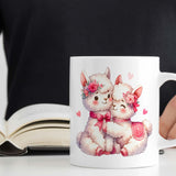 Romantic Valentine's Day Gift Mug | 11oz Ceramic Mug | Cute Lamas Couple Design