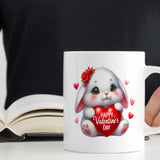 Valentine's Day Gift Mug, Cute Bunny Holding Heart Design, Gift for Her, 11oz Ceramic Mug