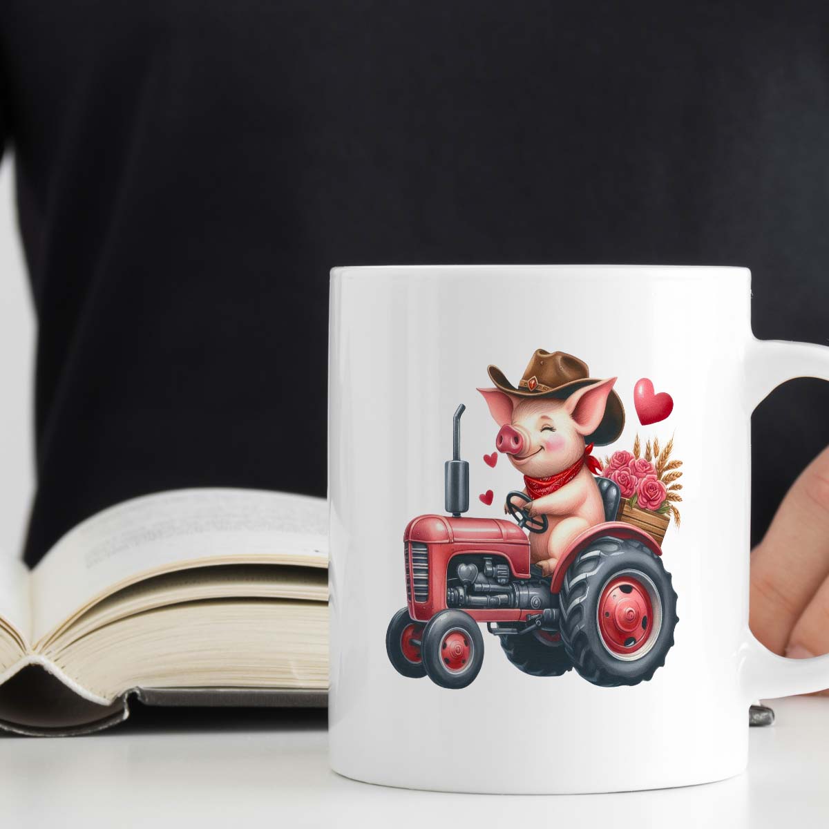 Cute Cowboy Pig Farmer Design | 11oz Ceramic Mug | Romantic Valentine's Gift