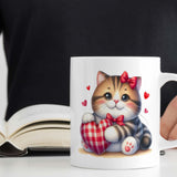 Valentines Presents for Her | Cute Cat Mug | Personalised Text Option, 11oz Ceramic