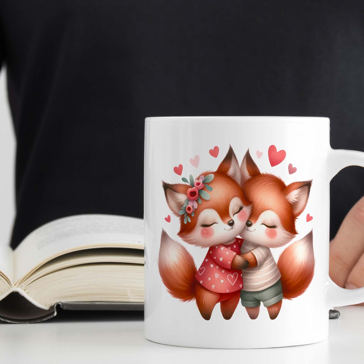 Valentine's Day Special Gift Mug | Adorable Foxes Couple Design | 11oz Ceramic Mug