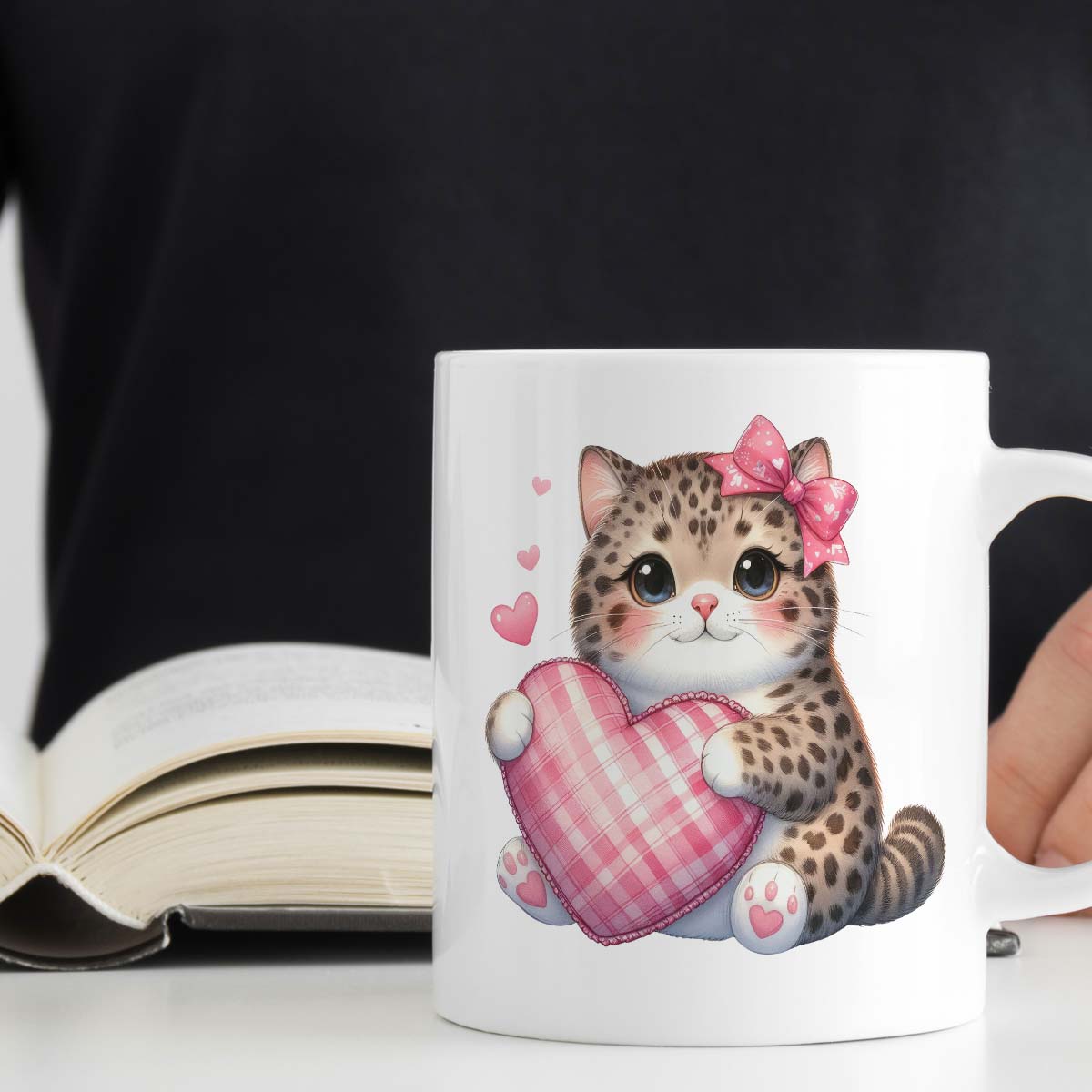 VDay Gifts Personalised Cute Cat Mug, 11oz Ceramic Mug