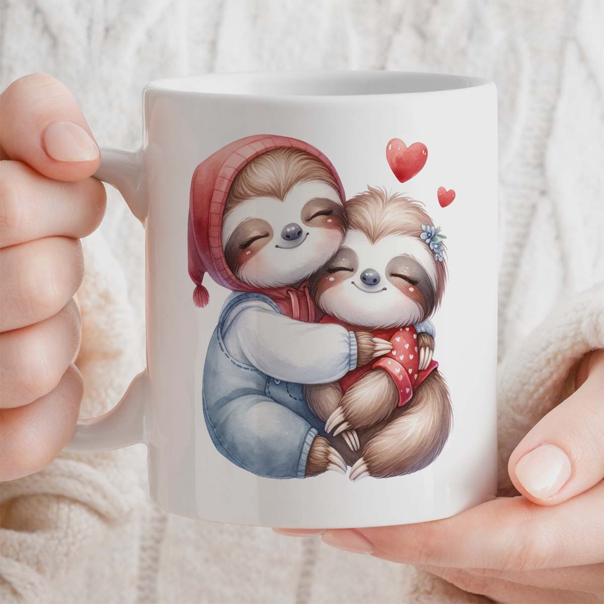 Romantic Valentine's  Day Gift Mug | 11oz Ceramic Cup | Cute Sloths Couple Design