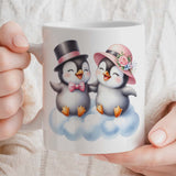 11oz Ceramic Gift Mug | Cute Penguins Design | Romantic Valentine's Day Gift