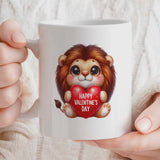 Valentine's Day Romantic Gift Mug | 11oz Ceramic | Cute Lion Holding Heart Design