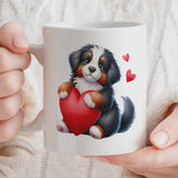 Romantic Valentine's Gift Mug | Custom Text Option, 11oz Ceramic | Adorable Collie Dog Design