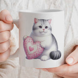 VDay Gift Mug For Cat Person | Custom Text Option, 11oz Ceramic