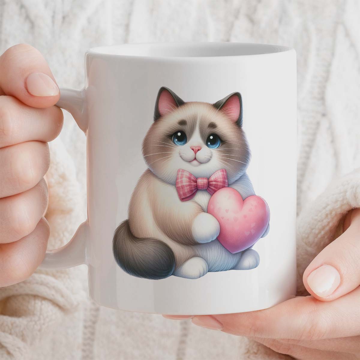 Valentines Day Present for Cat Lover | 11oz Ceramic Mug, Custom Text Option